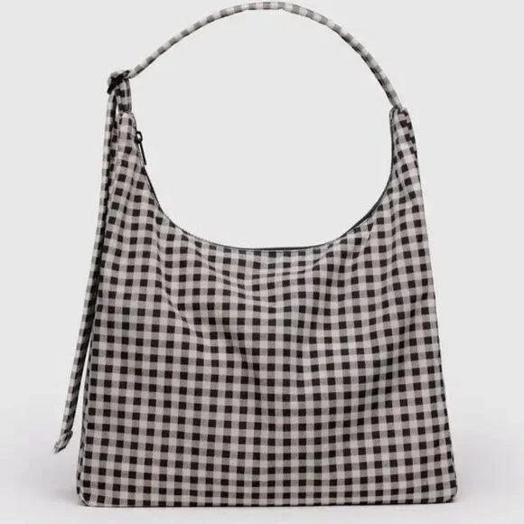 NWT Baggu Regular Shoulder Bag - Black & White Gingham - Picture 1 of 8